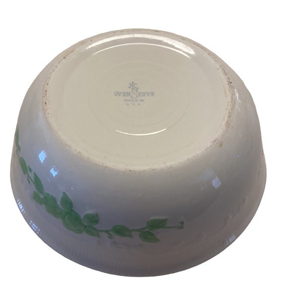 Vintage Oven Serve Made in the USA Ceramic Bowl Casserole Dish Green Floral - Picture 12 of 13